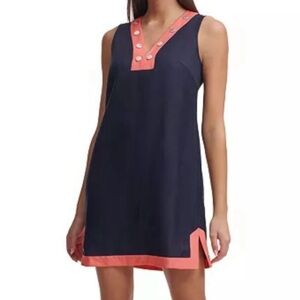 Tommy Hilfiger Womens Navy & Orange Sleeveless V-Neck dress